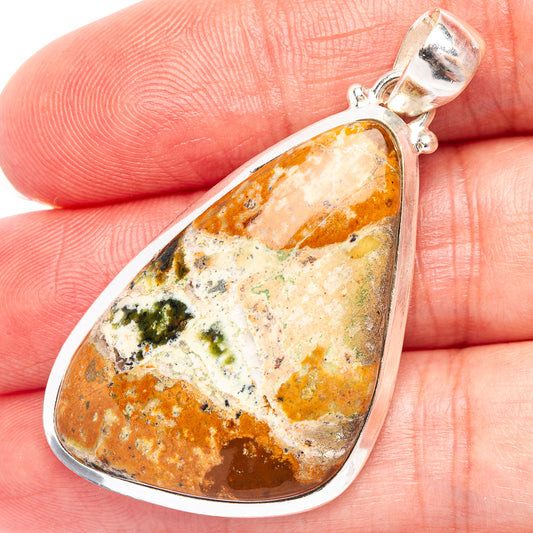 Ocean jasper teardrop pendant in .925 sterling silver setting