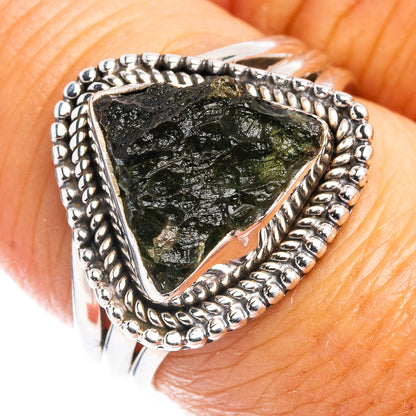 Rare Moldavite Ring Size 7.25 (.925 Sterling Silver)