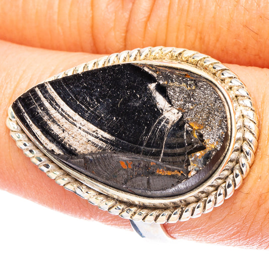Shungite 925 Sterling Silver Ring Size 8.5 (925 Sterling Silver) R6430