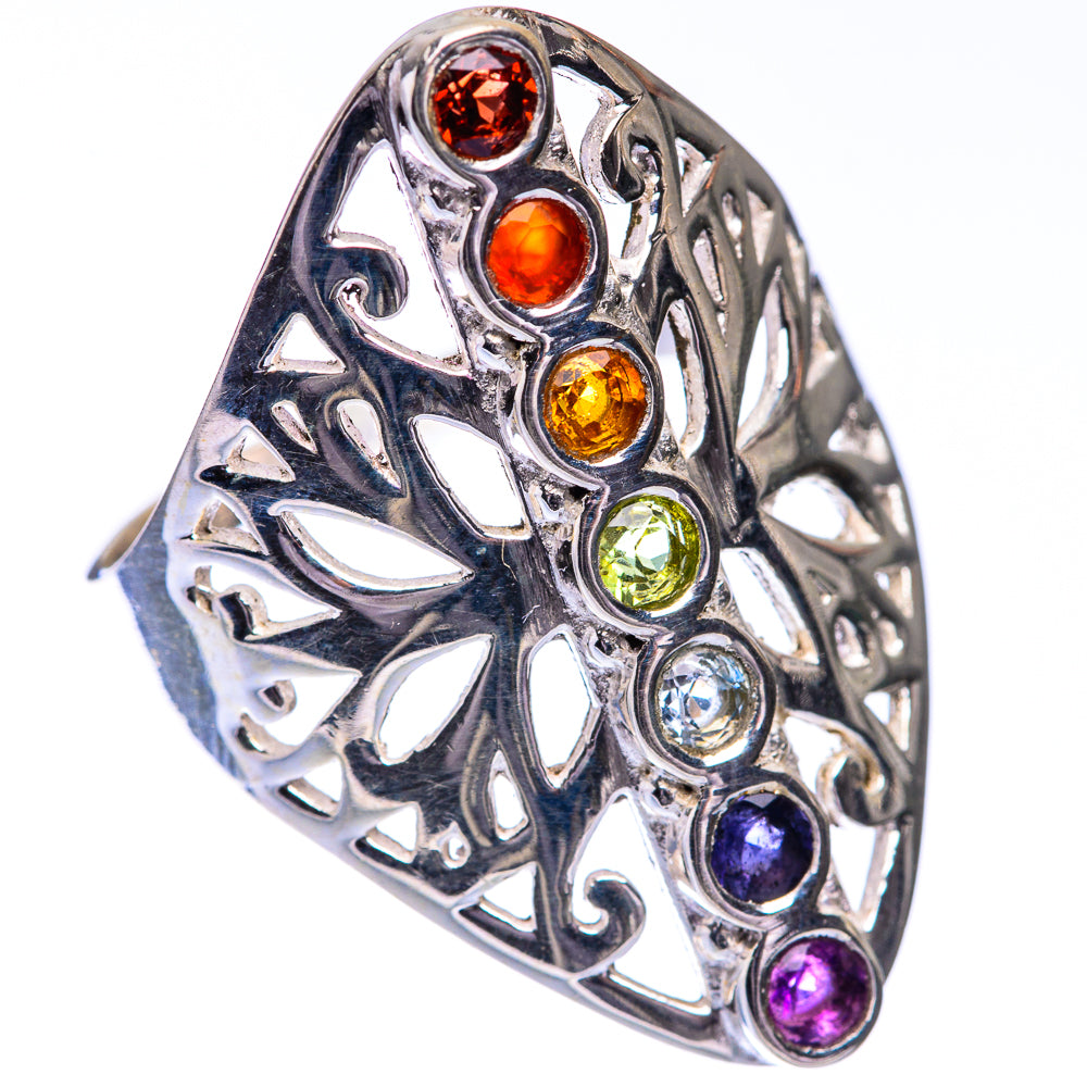 Rainbow Chakra Ring Size 9.75 (925 Sterling Silver) R140736