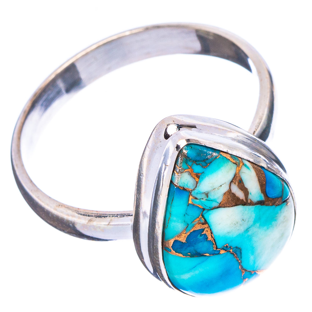 Ice Blue Dahlia Mohave Turquoise Ring Size 10.75 (.925 Sterling Silver)