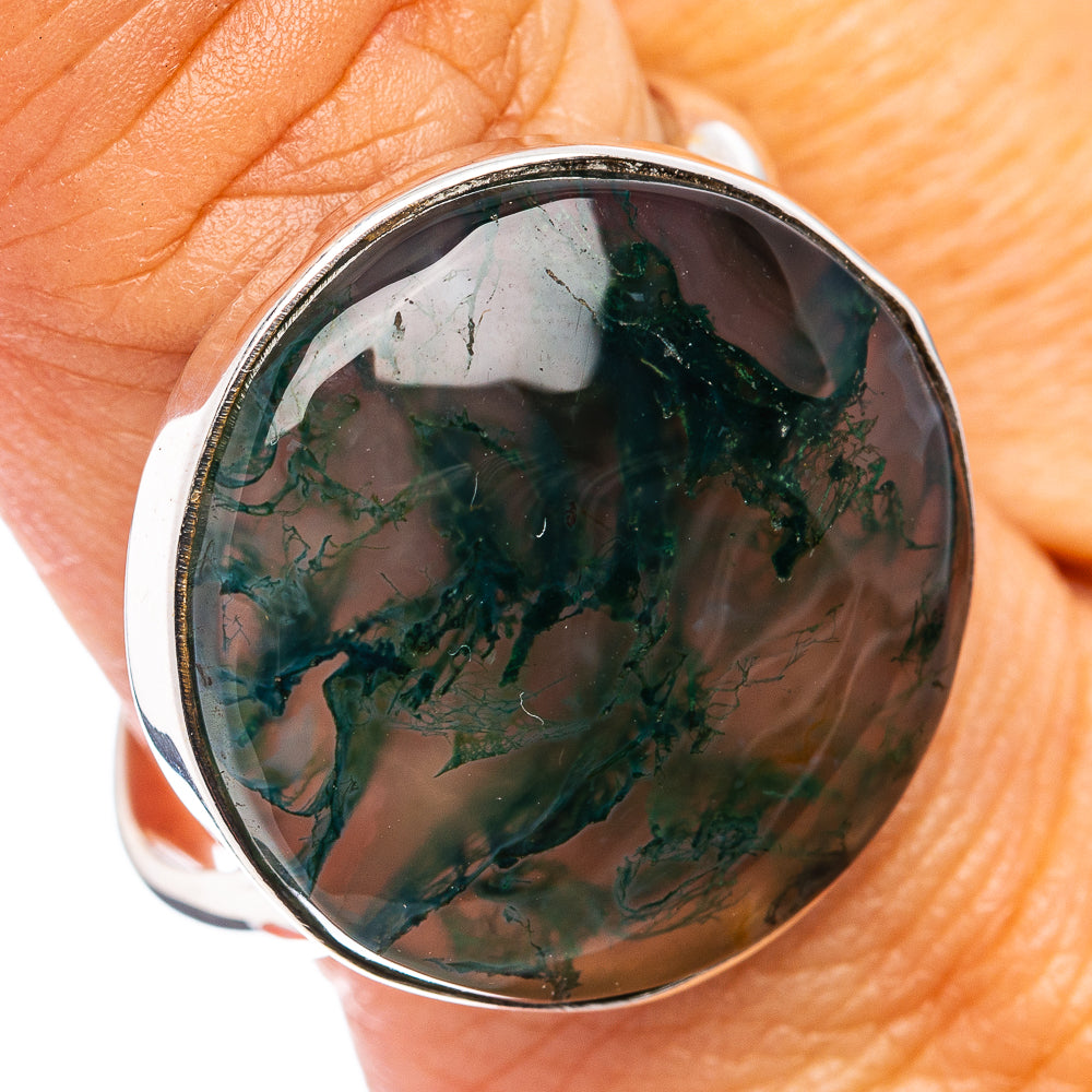 Premium Green Moss Agate Ring Size 11 Adjustable (.925 Sterling Silver)