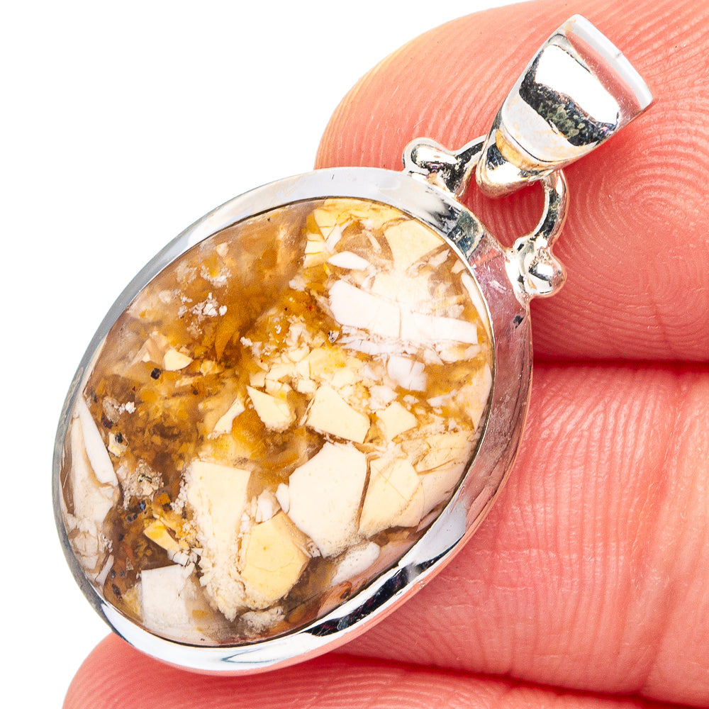 Brecciated Mookaite Pendant 1 1/4" (.925 Sterling Silver)