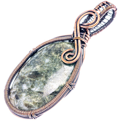 Seraphinite Wire Wrap Pendant 2 5/8" (Oxidized Copper)