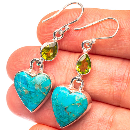 Chrysocolla, Peridot Earrings 1 5/8" (925 Sterling Silver) E432251