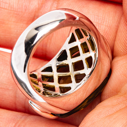 Premium Faceted Beer Quartz Ring Size 6.75 (.925 Sterling Silver)