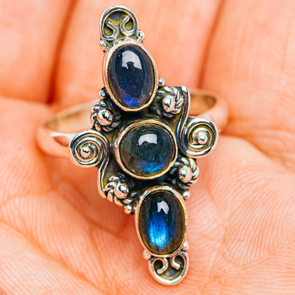 Labradorite Boho Ring Size 8.5 (.925 Sterling Silver)