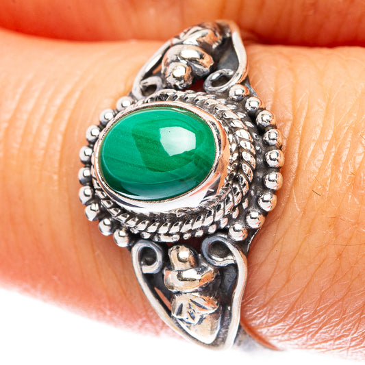 Malachite Dainty Ring Size 8.25 (925 Sterling Silver) R5098