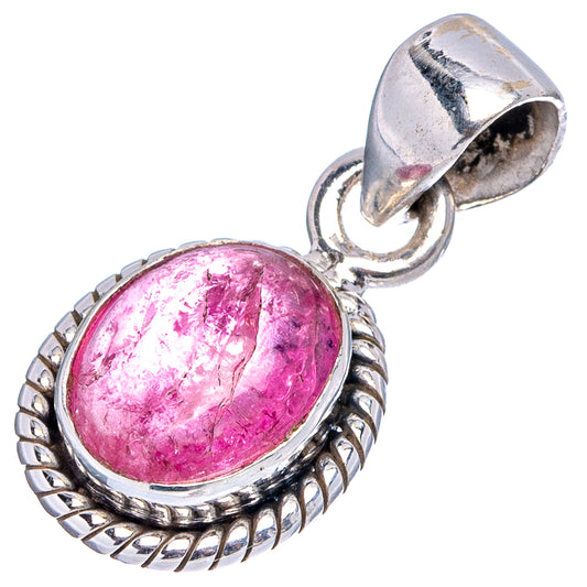 Pink tourmaline pendant with oval stone and loop bail in .925 sterling silver.