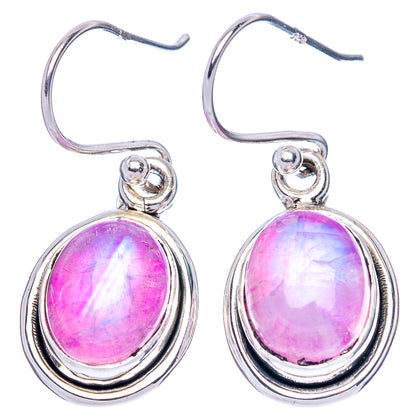 Pink Moonstone Earrings 1 1/8" (925 Sterling Silver) E1366