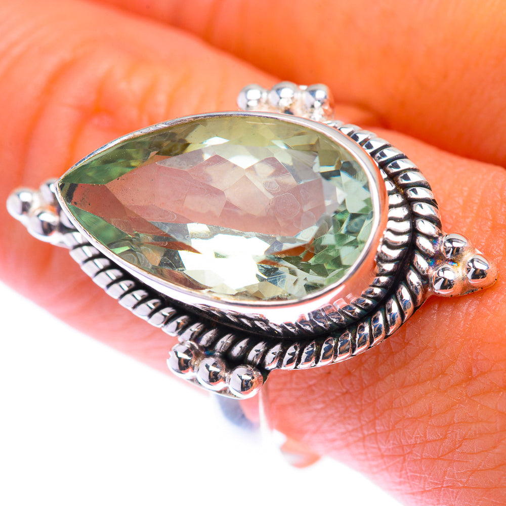 Faceted Green Amethyst Ring Size 11 (925 Sterling Silver) RING139896