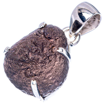 Raw Cintamani pendant with textured dark stone and 925 sterling silver bail top