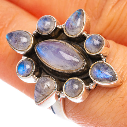 Rainbow Moonstone Ring Size 6.5 (925 Sterling Silver) R1284