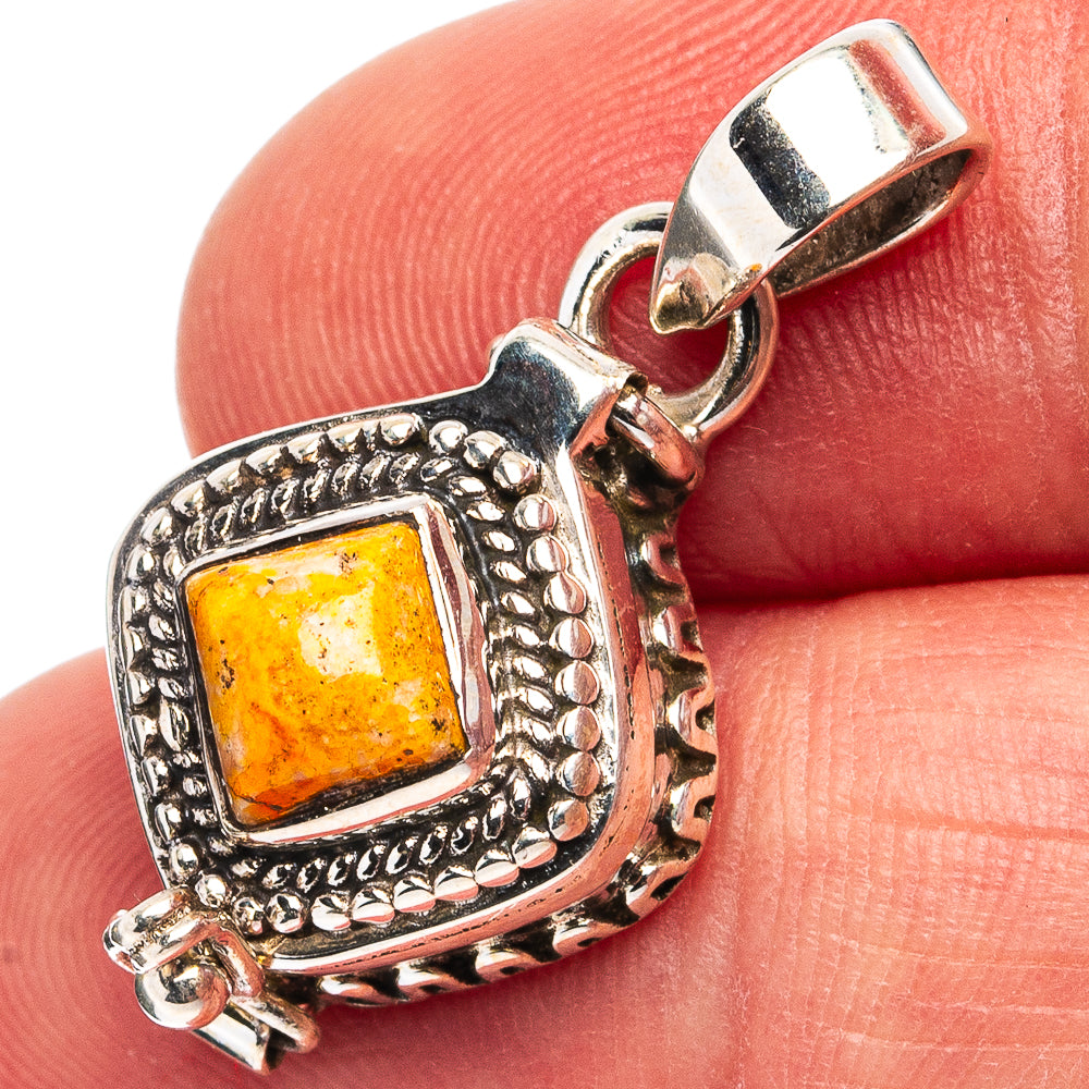 Bumblebee Jasper Poison Pendant 1 1/8" (.925 Sterling Silver)