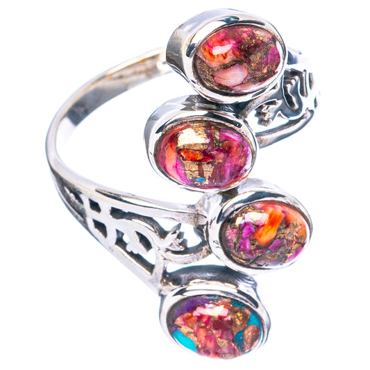 Kingman Pink Dahlia Turquoise Ring Size 8.25 (925 Sterling Silver) R4750