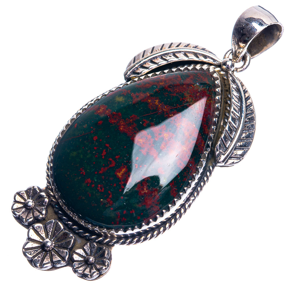 Bloodstone Pendant 2 1/8" (925 Sterling Silver) P39156