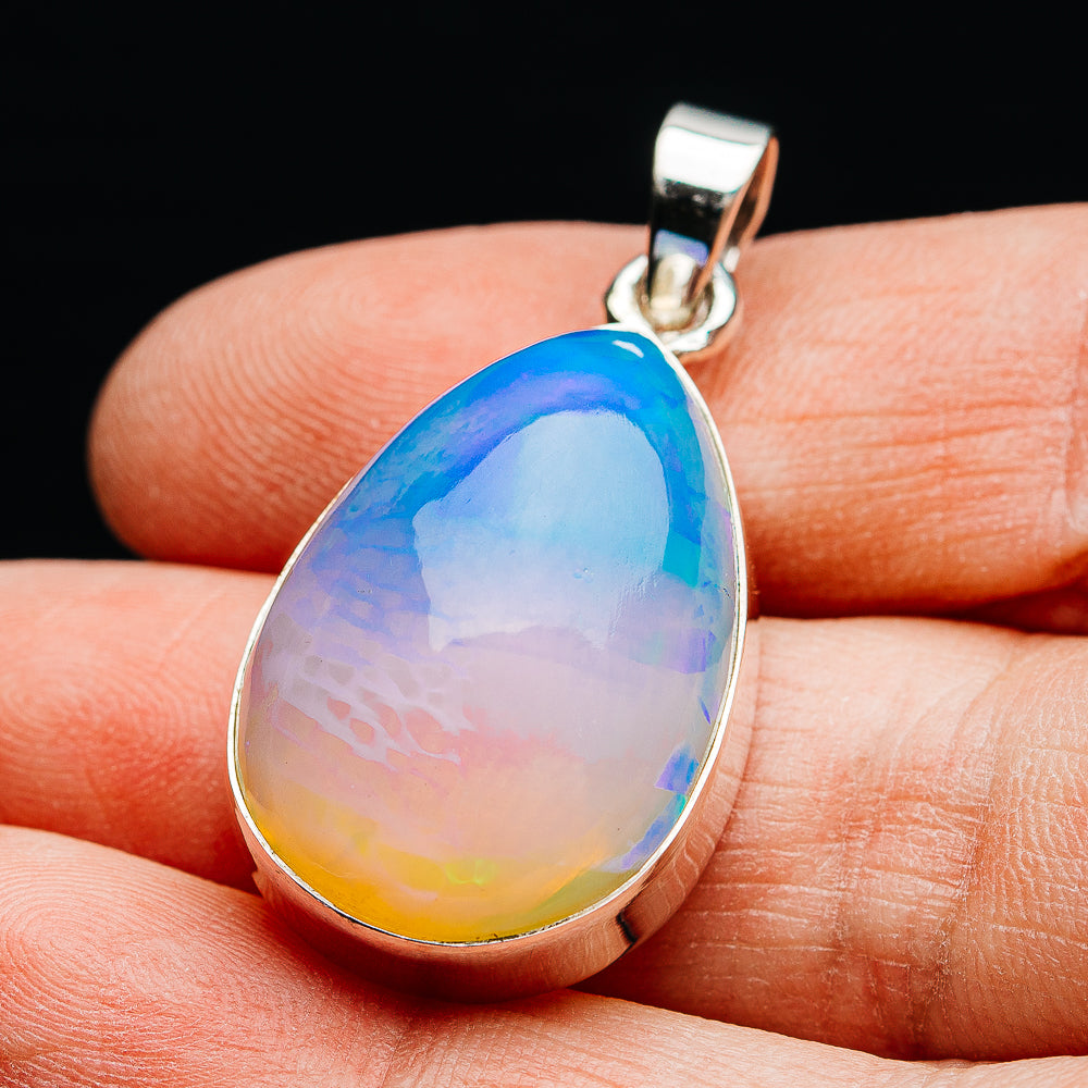 25.45ct Ethiopian Water Opal Pendant 1 1/2" (.925 Sterling Silver)