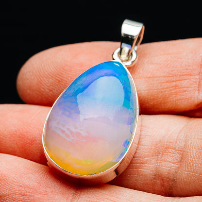 25.45ct Ethiopian Water Opal Pendant 1 1/2" (.925 Sterling Silver)