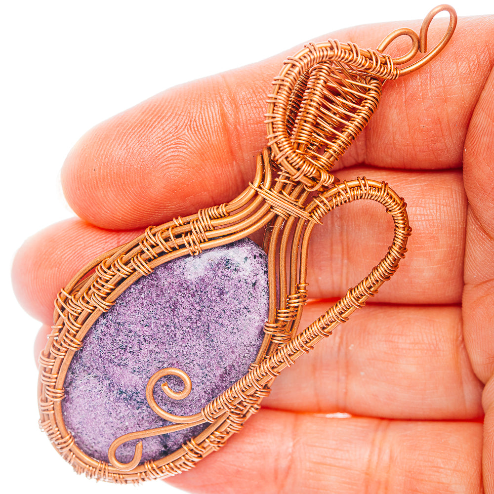 Purpurite Wire Wrap Pendant 3 1/8" (Copper)