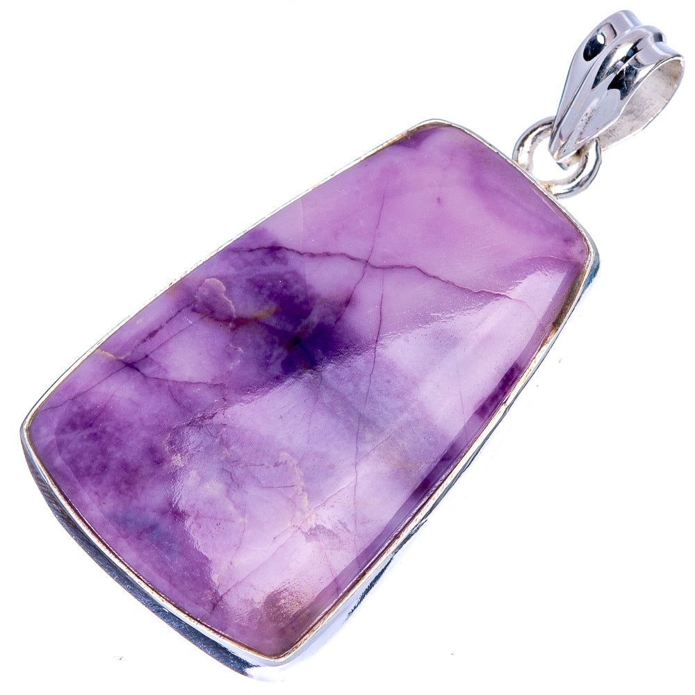 Rectangular purple Tiffany Stone pendant with 925 sterling silver bezel and looped bail