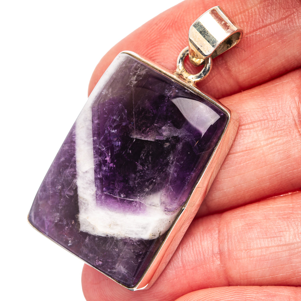 Premium Chevron Amethyst Pendant 1 5/8" (.925 Sterling Silver)