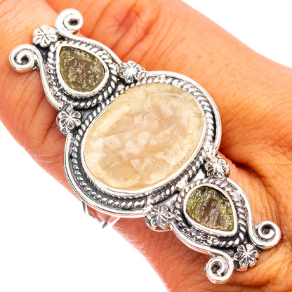 Signature Libyan Desert Glass, Moldavite Ring Size 8.75 (.925 Sterling Silver)