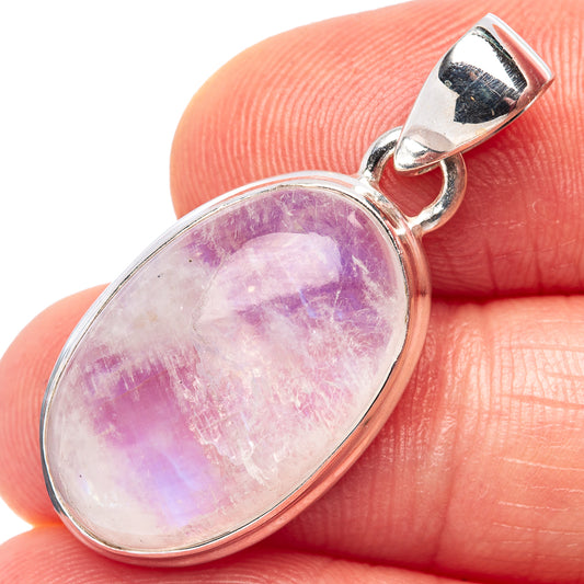 Pink opal oval pendant in .925 sterling silver with open top bail, close-up view