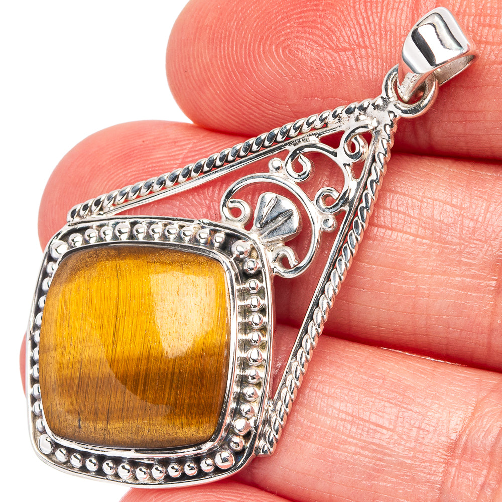 Premium Tiger's Eye Pendant 1 7/8" (.925 Sterling Silver)