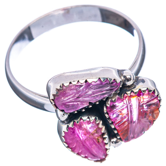 Sterling silver carved ruby ring, oval and marquise purple gemstones on band