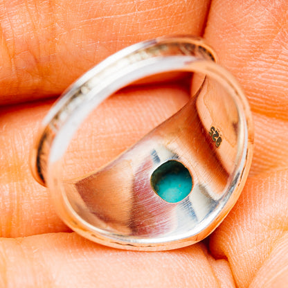 Kingman Turquoise Cocktail Ring Size 6.5 (.925 Sterling Silver)