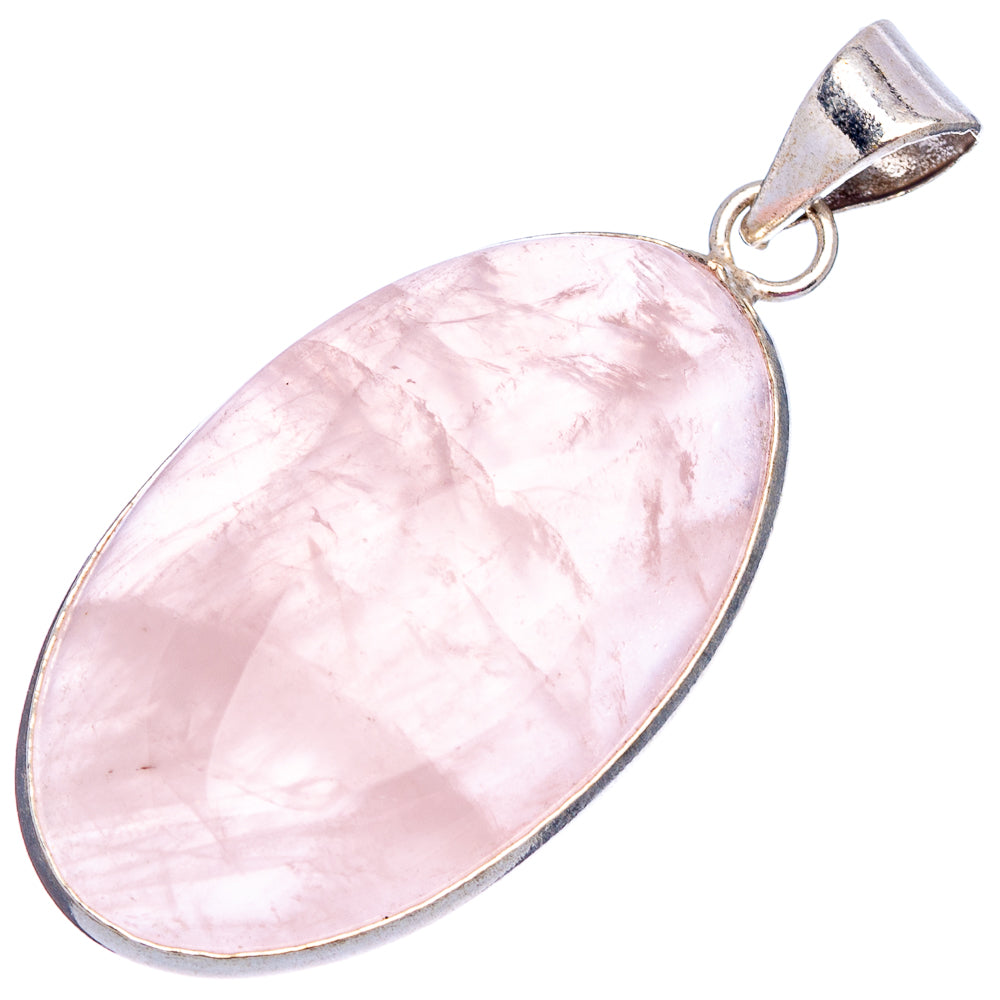 Rose Quartz Pendant 1 7/8" (Silver Plated)