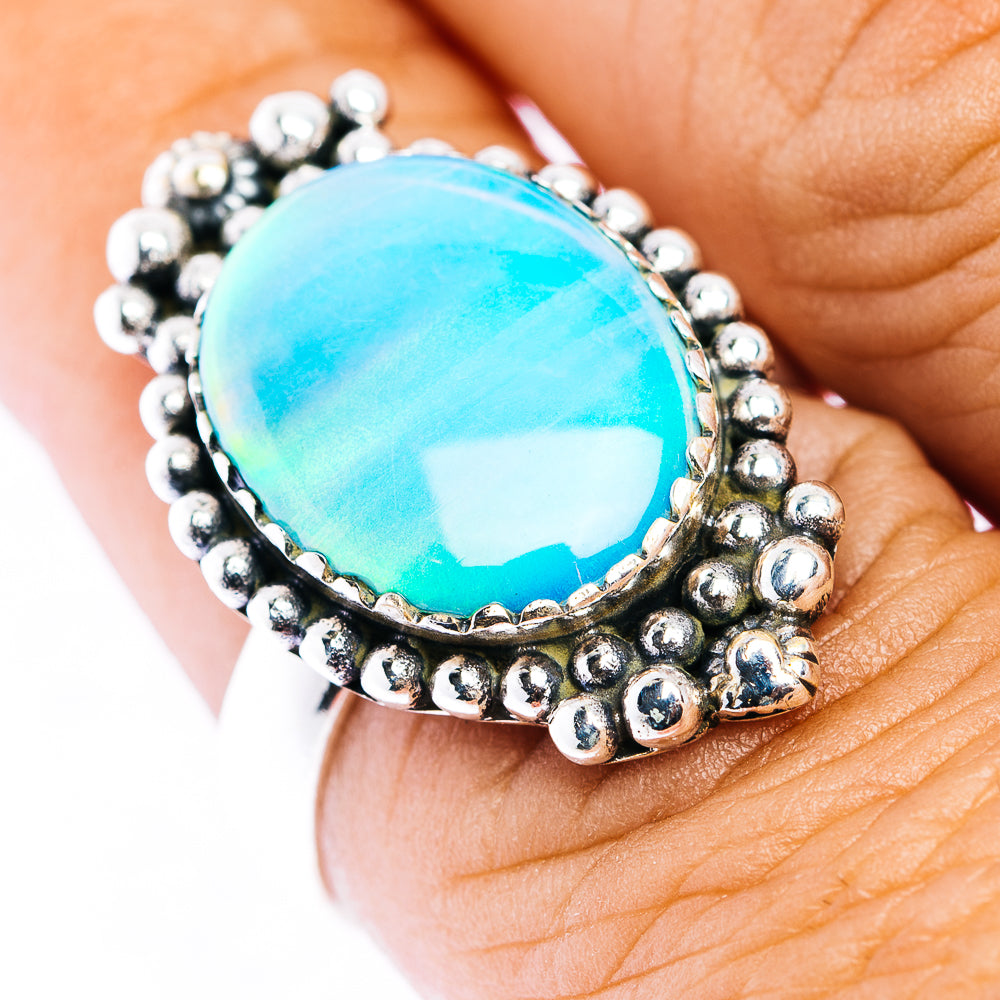 Aurora Opal Ring Size 7.75 (.925 Sterling Silver)