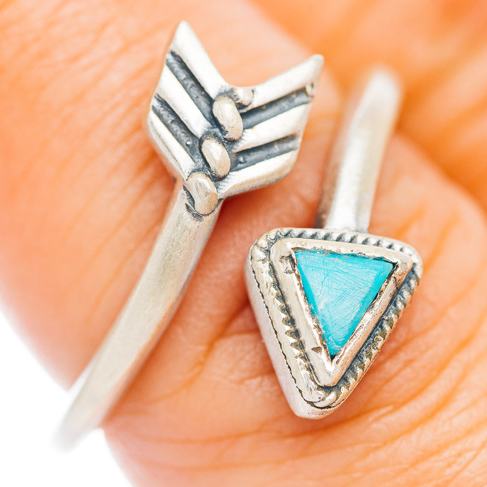 Mojave Turquoise Arrow Ring Size 7 Adjustable (.925 Sterling Silver)