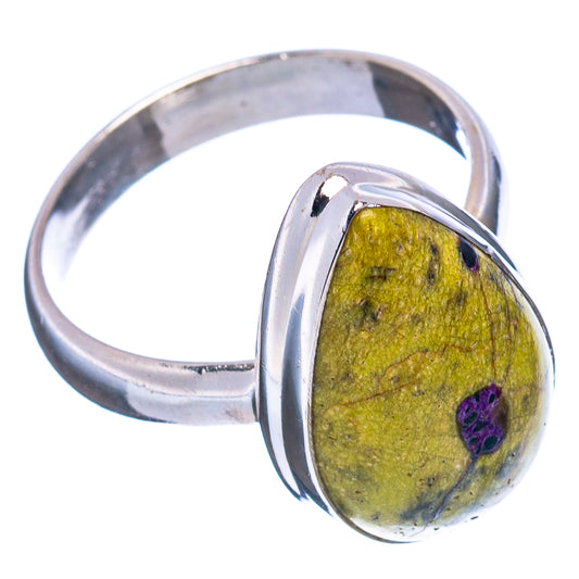 Atlantisite sterling silver ring, size 8, oval green-yellow stone in silver bezel