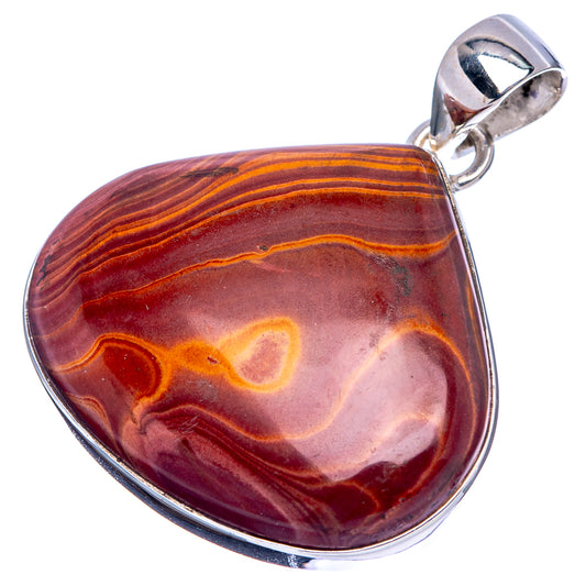 Sterling silver jasper pendant with marbled red-brown teardrop stone and bail