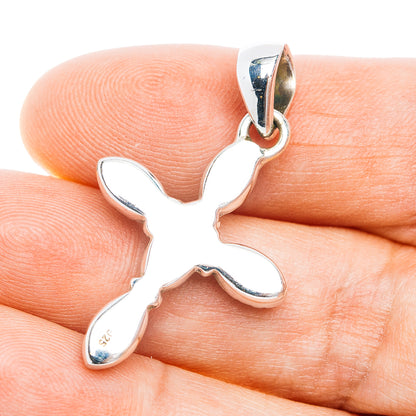 Southwestern Style Mohave Turquoise Cross Pendant 1 1/2" (.925 Sterling Silver)