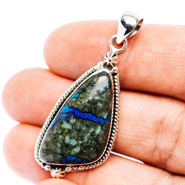 Premium Azurite Pendant 1 3/4" (.925 Sterling Silver)
