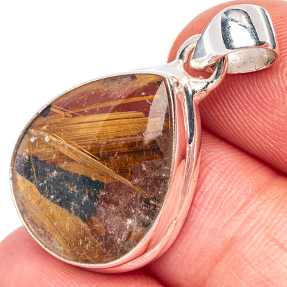 Rare Full Star Rutilated Quartz Pendant 1 1/4" (925 Sterling Silver) P39994