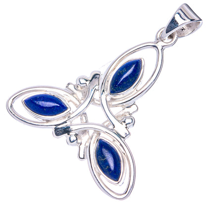 Sterling silver lapis lazuli pendant with three oval blue stones and loop bail