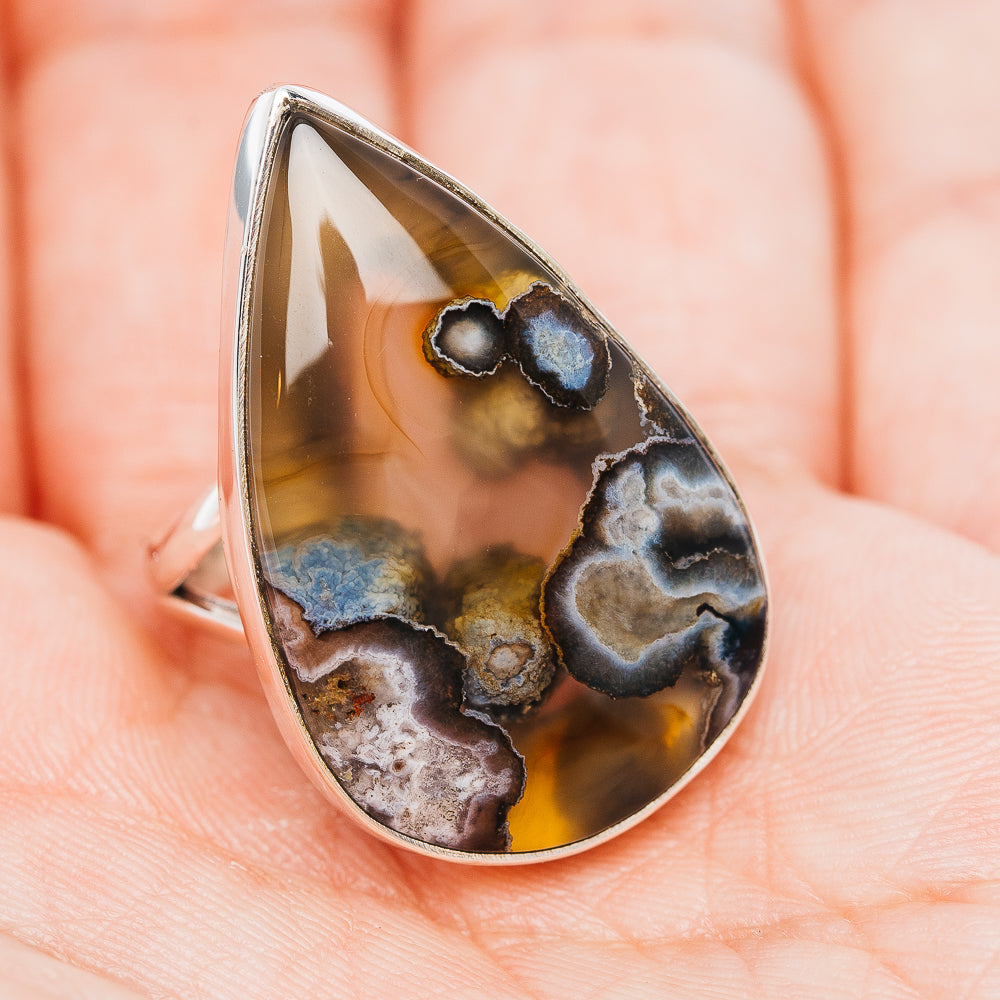 Premium Flower Agate Ring Size 8.5 (.925 Sterling Silver)