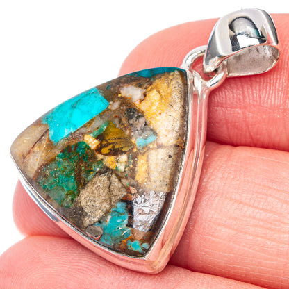 Rare Royston Matrix Turquoise Pendant 1 1/4" (925 Sterling Silver) P40952