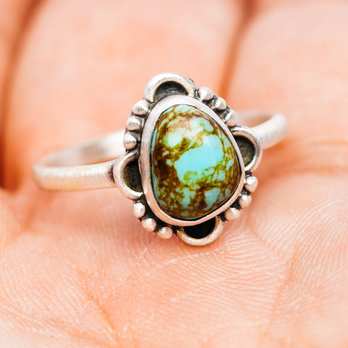 Southwestern Style Royston Turquoise Ring Size 7 (.925 Sterling Silver)