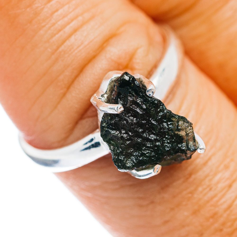 Czech Moldavite Ring Size 9 (.925 Sterling Silver)
