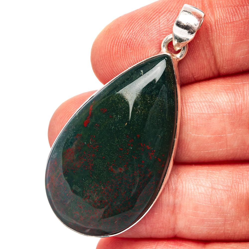Bloodstone Pendant 1 7/8" (.925 Sterling Silver)
