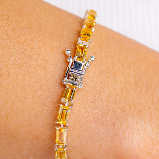 Premium Citrine Tennis Bracelet 7 1/8" (.925 Sterling Silver)