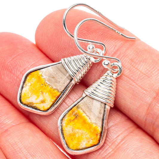 Bumble Bee Jasper 925 Sterling Silver Earrings 1 3/8" (925 Sterling Silver) E1940