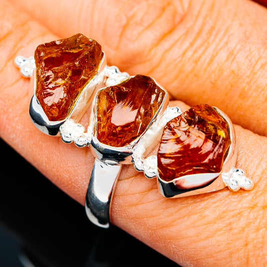 Premium Raw Golden Orange Citrine Ring (.925 Sterling Silver)