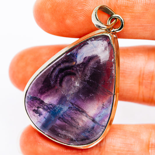 Multi Fluorite Pendant 1 7/8" (German Silver)