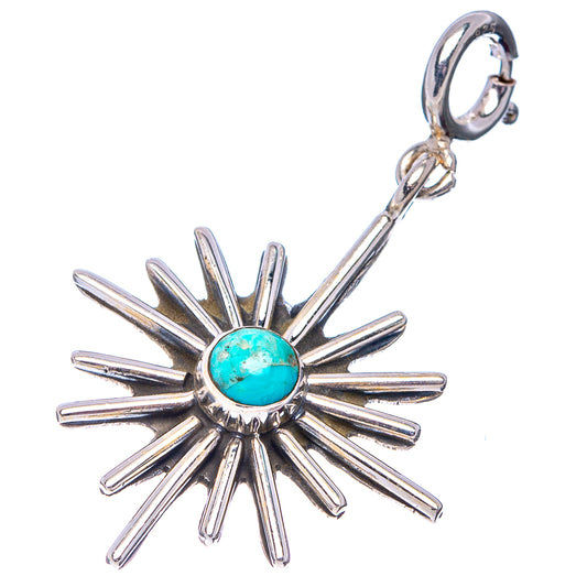 Turquoise sunburst pendant with .925 sterling silver rays and top loop bail