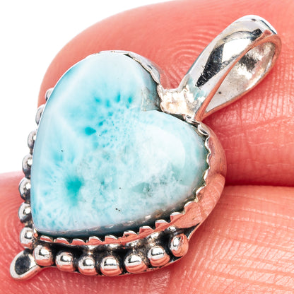 Larimar Heart Pendant 1 1/8" (925 Sterling Silver) P41734